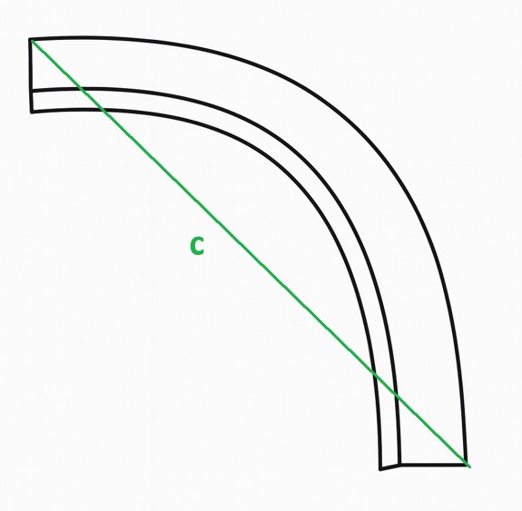 部品のうちもっとも長い部分の寸法をCと示してる