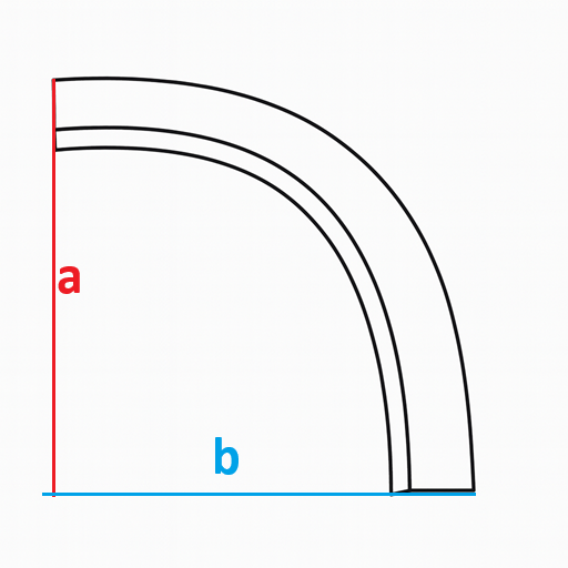 弓形の部品について２か所寸法が示されてる様子
