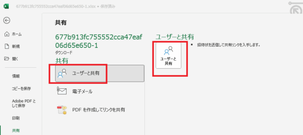 ユーザーと共有を実行